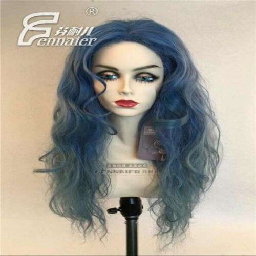 Fiery Blue Cosplay Wig: Long Curly Fireworks Perm for Halloween & Costume Parties