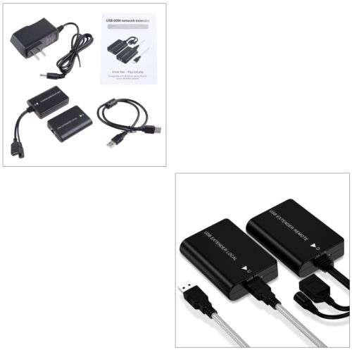 60 Meter USB to Ethernet Extender with Power Cable for Reliable Network Connections