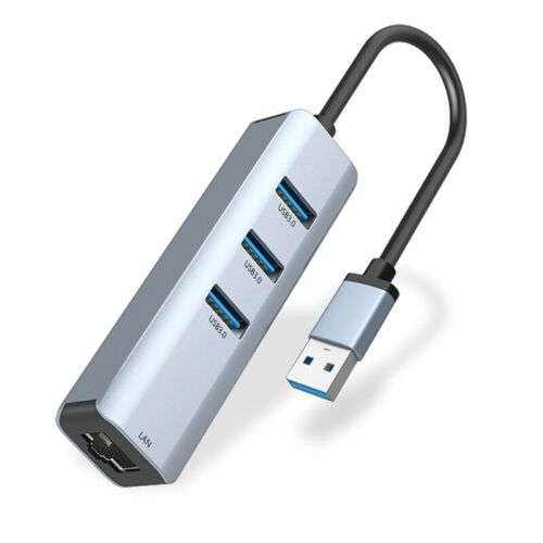 High-Speed USB Ethernet Adapter with Multi-Port Hub for Laptop and PC Connectivity