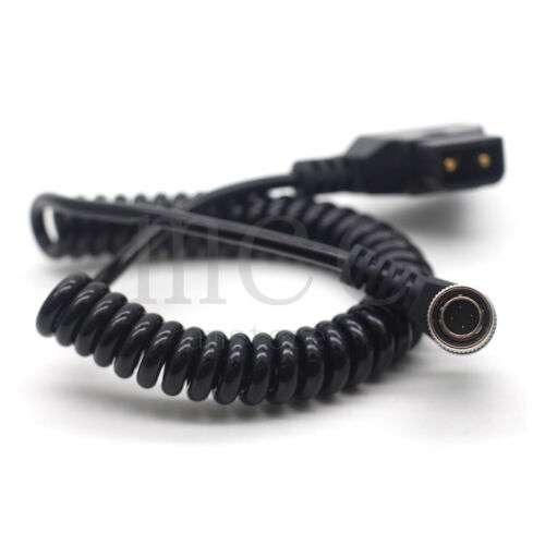 Coiled 4-Pin Hirose Male to D-tap Power Cable for Sound Devices and Zaxcom Recorders