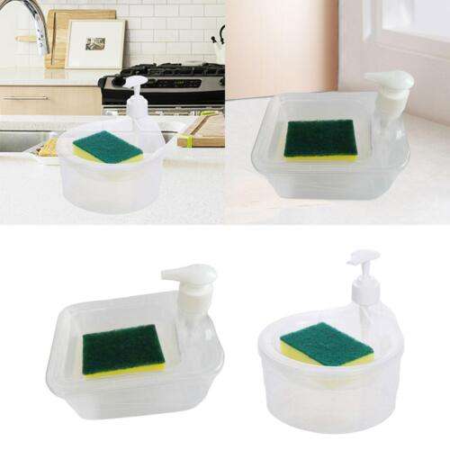 2x Kitchen Soap Dispenser & Scrubber Holder with Manual Liquid Pump Bottle