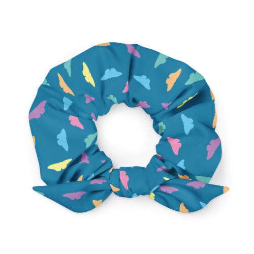 Pastel Butterfly Recycled Hair Scrunchie: Eco-Friendly Style for Your Hair.