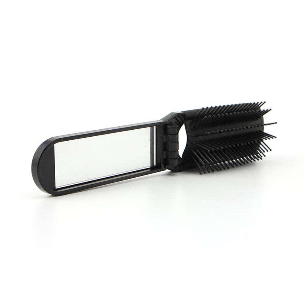 Foldable Hair Brush with Mirror: Compact Travel Essentials for Your Purse, Car, or Bag.