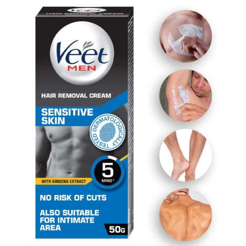 Veet Hair Removal Cream for Men: Fast & Easy Hair Removal for Smooth Skin, 50g