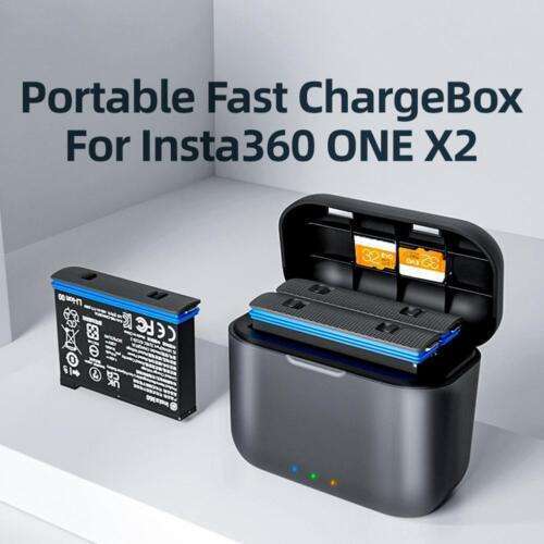 Insta360 X3 Fast Charging Base: Dual Type-C Battery Box, Storage Case, and Charger for Efficient Action Camera Power