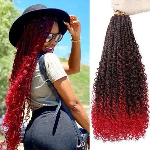 Goddess Braids Crochet Hair with Curly Ends 20Inch Pre-looped Synthetic  Bohemian
