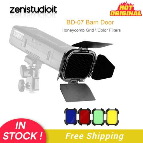 Godox BD-07 Barn Door Honeycomb Grid & Color Filter Set for AD200/A200Pro Flash - Control Light & Color for Professional Photography