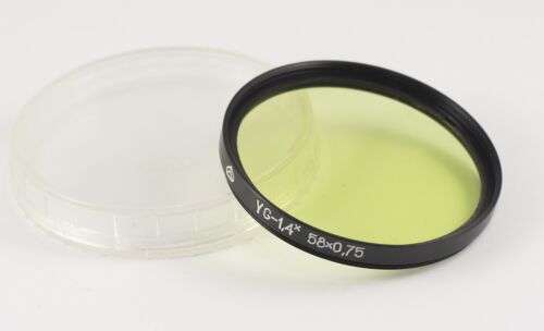 Vintage 58mm Yellow Green Glass Filter for B&W Photography: Enhance Depth and Warmth