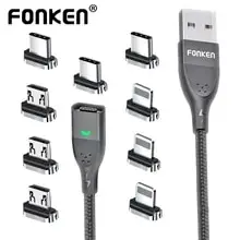FONKEN Magnetic Charging Cable: Fast Charge & Data Transfer for USB-C, Micro USB & Apple Devices