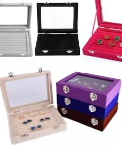 Flannel Shell Jewelry Gift Storage Box Ring Necklace Earrings Holder  Organizer