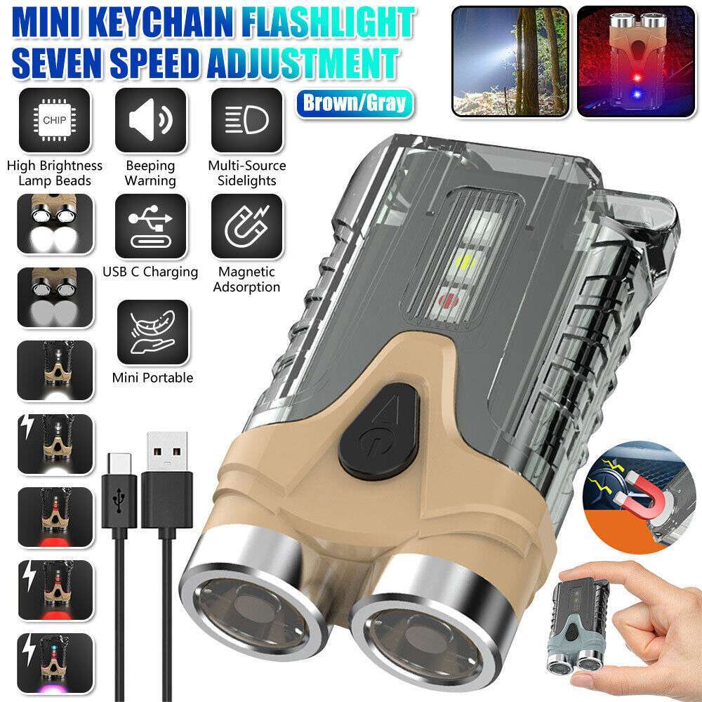 Super Bright Portable LED Keychain Flashlight: USB Rechargeable Mini Work Light for Convenience and Safety