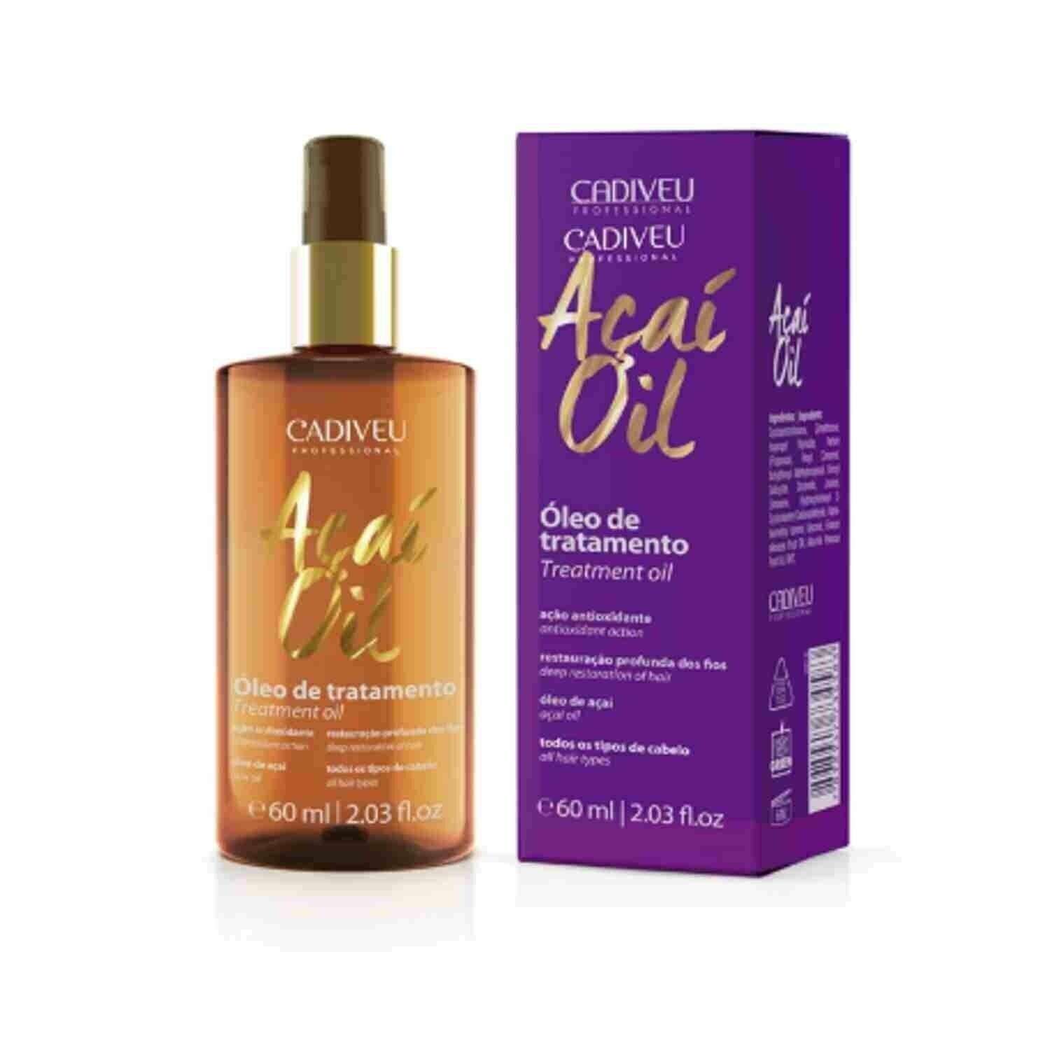 Cadiveu Acai Oil Hair Treatment: Hydrating Frizz Control Serum with Shine Enhancement, 60ml (2.03fl.oz)