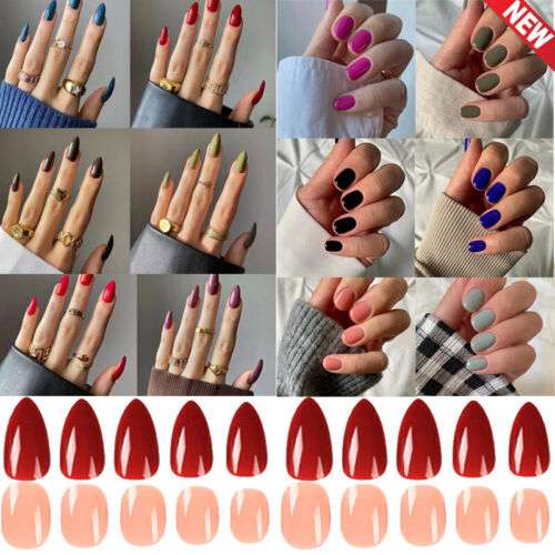 24pcs Almond Shaped Artificial Nails: Perfect for Medium to Long Wear