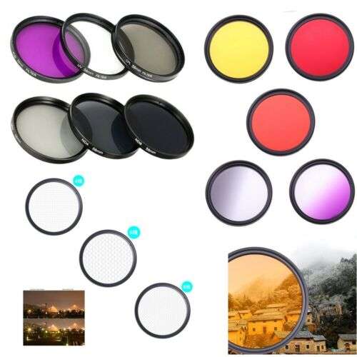 Professional DSLR Camera UV ND2 4 8 FLD CPL +4 +6 +8 Star Color Graduated Lens Filter Kit