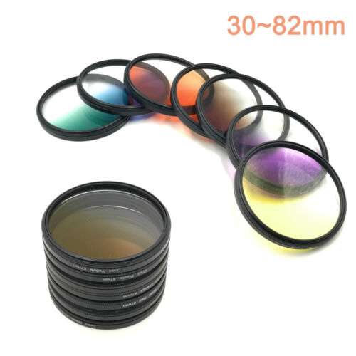 Professional Graduated Color Lens Filter for Camera, Available in Sizes: 30mm, 37mm, 40.5mm, 43mm, 52mm, 55mm, 58mm, 67mm, 72mm, 77mm, and 82mm