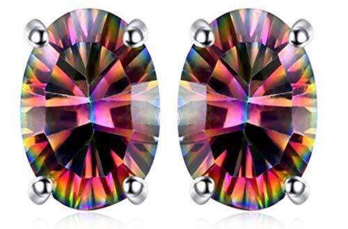 NEW RAINBOW MYSTIC TOPAZ DIAMOND STUD EARRINGS | Diamond earrings studs, Diamond  studs, Fashion earrings