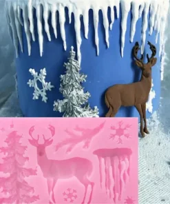 Christmas Tree Deer Silicone Fondant Mould Cake Sugarcraft Chocolate Baking Mold