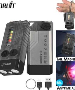 BORUiT V10 Mini Flashlight: Ultra-Bright 1000LM Torch with USB Rechargeable Keychain and UV Lamp