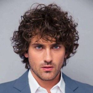 Short Brown Blonde Synthetic Hair Full Wig: Men's Curly Hairstyle for Everyday Style