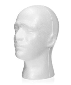 Male Styrofoam Mannequin Head for Wig, Hat, and Glasses Display (Choose Color)