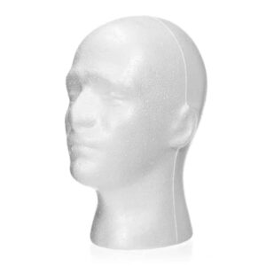 Male Styrofoam Mannequin Head for Wig, Hat, and Glasses Display (Choose Color)