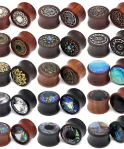 Organic Double Flared Wood Ear Gauge Flesh Tunnel Ear Plug Pair 8-30mm