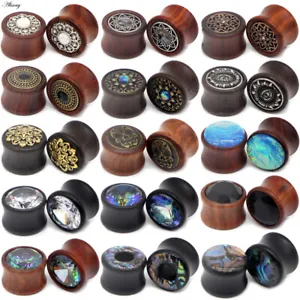 Organic Double Flared Wood Ear Gauge Flesh Tunnel Ear Plug Pair 8-30mm