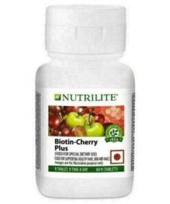 Amway Nutrilite Biotin Cherry Plus: Hair, Skin, & Nail Support with 60 Tablets