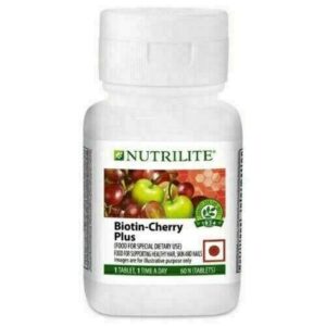 Amway Nutrilite Biotin Cherry Plus: Hair, Skin, & Nail Support with 60 Tablets