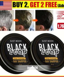 Instant Grey Coverage: Men's Black Bar-Shampoo for Darkening Hair and Covering Grey.