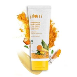 Plum Turmeric & White Clay Acne Action Face Wash 100ML - For Oil Control, Acne Prevention, and Deep Cleansing