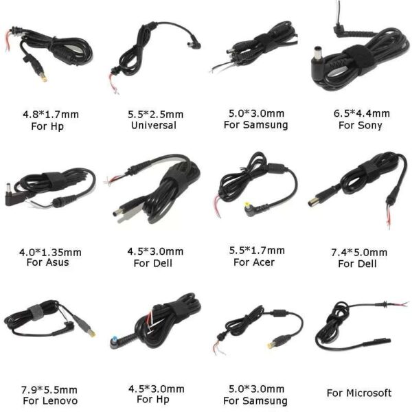 DC Power Cable Connector for Laptops: Samsung, HP, Dell, Sony, Toshiba, Asus, Acer, Lenovo
