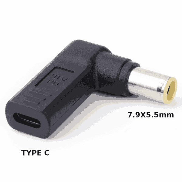 Lenovo Laptop DC Tip Converter: Type-C Female to 7.9x5.5mm Male for Charging