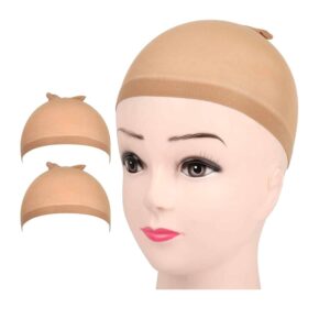 2-Pack Stretchy Polyester Wig Caps for Secure Wig & Hair Extension Wear - Choose Your Color