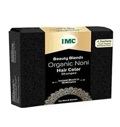 Revitalize Your Hair with IMC Organic Noni Herbal Hair Color Shampoo (Pack of 4) for Instant Black Coverage