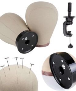 Professional 21"-24" Cork Canvas Wig Head Mannequin for Styling and Wig Making with Stand