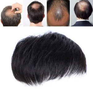 Men's Black Natural Human Hair Topper for Instant Hair Volume and Coverage