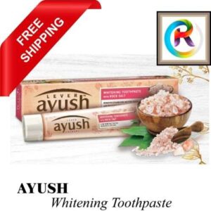 Lever Ayush Herbal Whitening Toothpaste for Removing Stains Infused with Rock Salt, 40g
