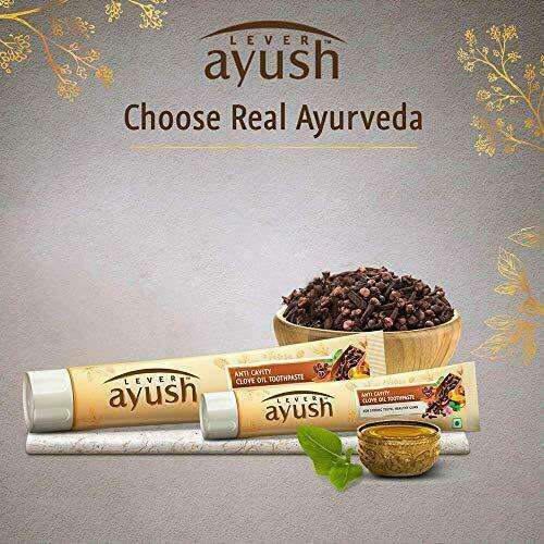 Lever Ayush Anti Cavity Clove Oil Herbal Toothpaste for Healthy Gums and Fresh Breath (40g)