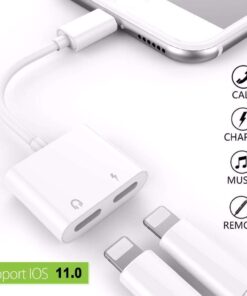 Dual Lightning Port Adapter for iOS Devices: Charge & Listen Simultaneously, Compatible with iOS 10 or Later