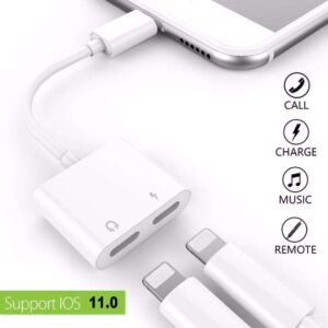 Dual Lightning Port Adapter for iOS Devices: Charge & Listen Simultaneously, Compatible with iOS 10 or Later