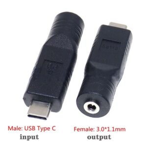 Type-C Male to 3.0 x 1.1mm Female DC Power Adapter for Notebook PC Charging