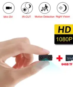 Mini 1080P FHD Wireless Hidden Camera for Home Security & Surveillance with Night Vision and 64GB Storage