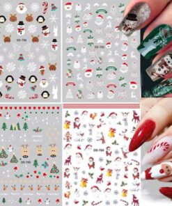 Festive 3D Christmas Nail Decals: Red Santa Claus, Snowflakes, and Holiday Ornaments for Manicures