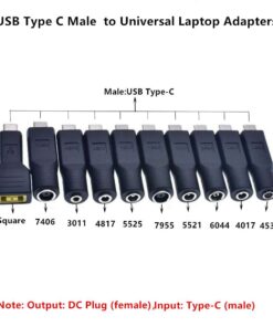 USB-C to DC Power Jack Converter for Laptop Charging - 7.4x5.0mm, 4.5x3.0mm, 5.5x2.5mm