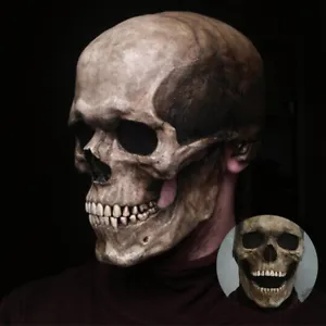 Realistic Latex Skull Mask for Halloween Cosplay with Movable Jaw