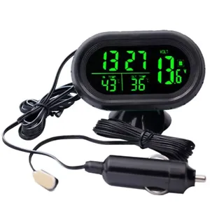 DC 12V Car Thermometer: 4-in-1 Time, Date, Dual Temperature LED Digital Auto Car Thermometer