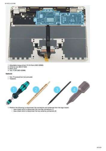 MacBook Air Retina 13" 2022 M2 Technical Service Guide for Repairing