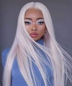 Elegant White Long Straight Hair Synthetic Wig for Women: Versatile for Cosplay and Halloween