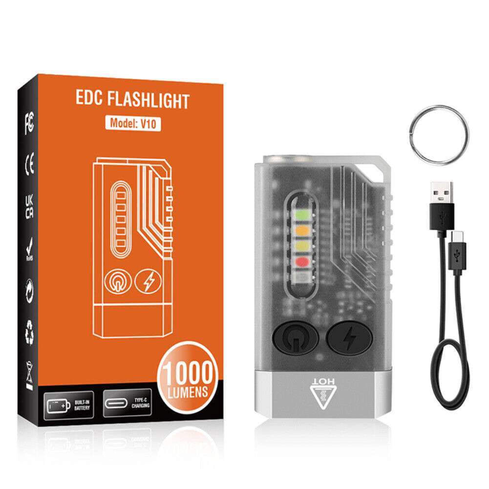 BORUiT V10 LED Keychain Flashlight: Compact, Rechargeable EDC Light for Everyday Use